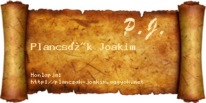 Plancsák Joakim névjegykártya